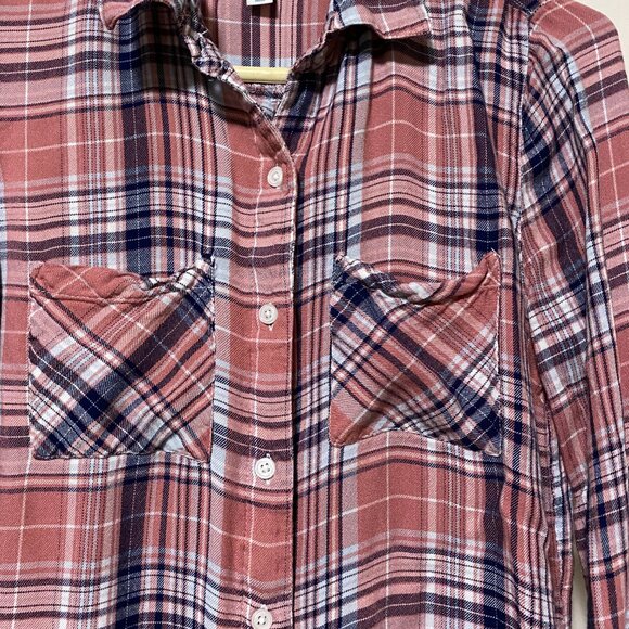 Blue Rain long sleeve mauve, navy & white plaid, button down shirt, size S - Picture 4 of 10
